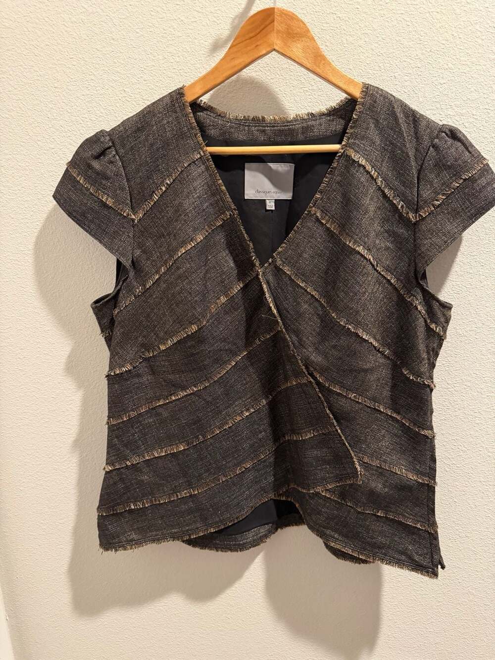 Classiques Entier Women's Fringed Cap Sleeve Top Size XL